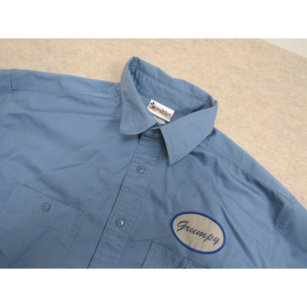 Walt Disney World Grumpy's Gas & Grease Mechanic Work Shirt Blue Mens Large